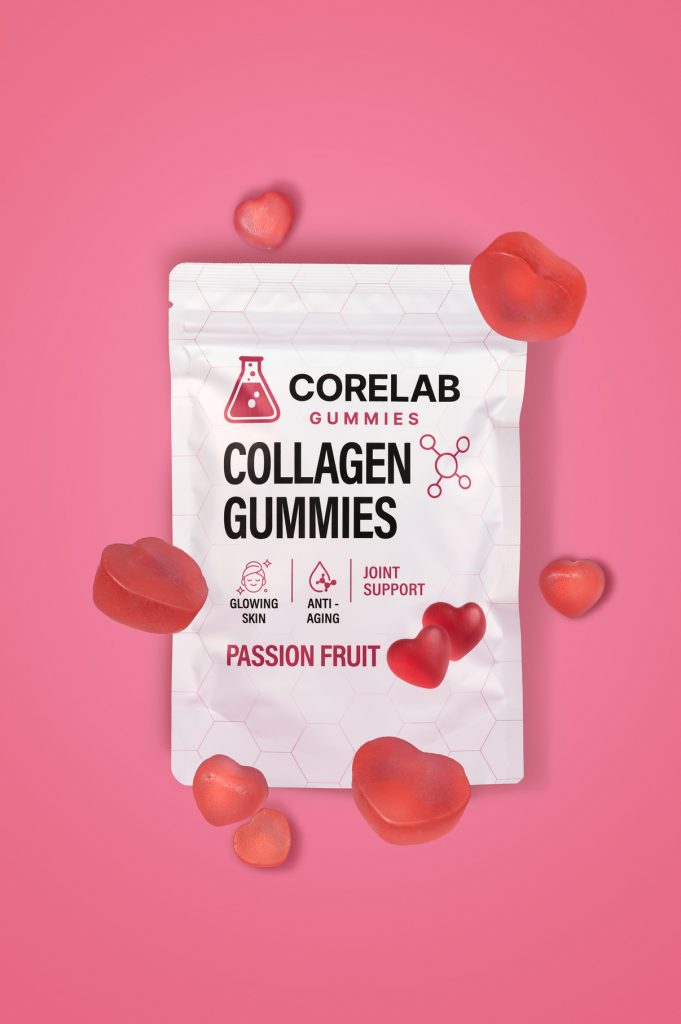 collagen gummies supplement product photography for CoreLab