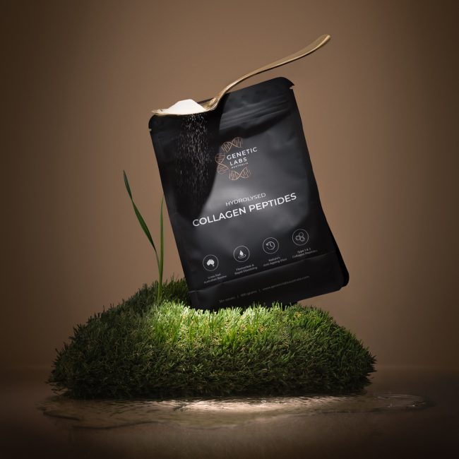 collagen peptides supplement packaging product photography