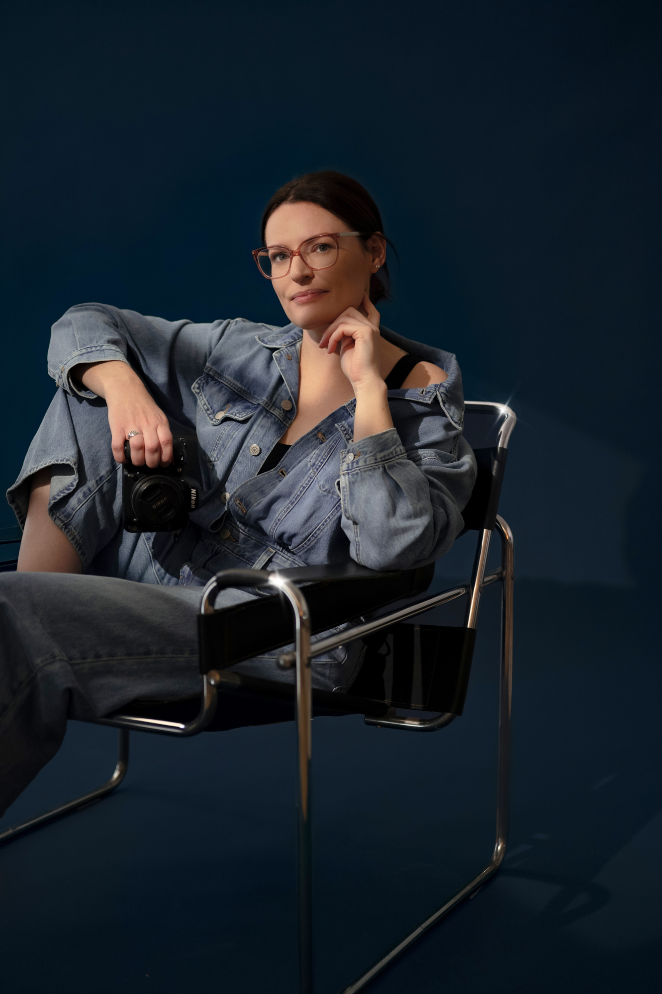 Portrait of product photographer Lauren Edmond in studio setting for personal brand and about page